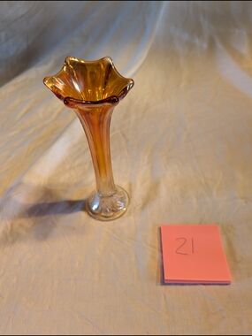 2/60$ Amber Iridescent Glass Bud Vase - Elegant Floral Accent